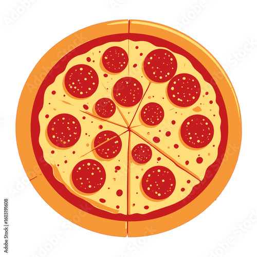 Overhead View Of Pizza With Pepperoni Toppings