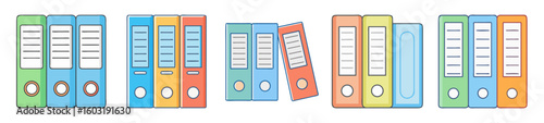 Office Binder Folder Collection – Colorful Organization Icons
