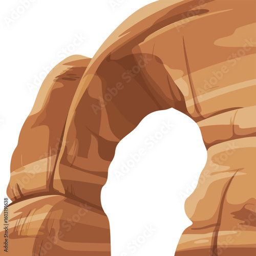 Natural sandstone arch against white background