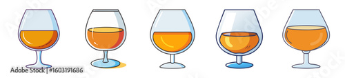 Set of Elegant Brandy Glasses with Amber Liquid
