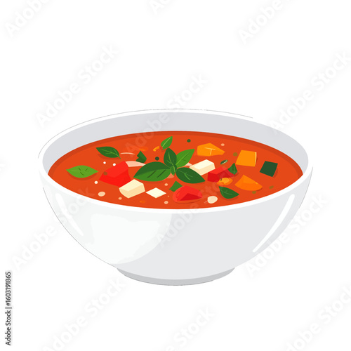 Colorful Vegetable Soup In White Bowl