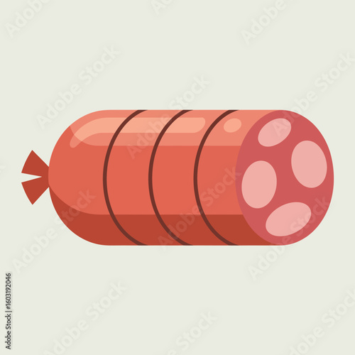Stylized illustration of a sliced bologna sausage