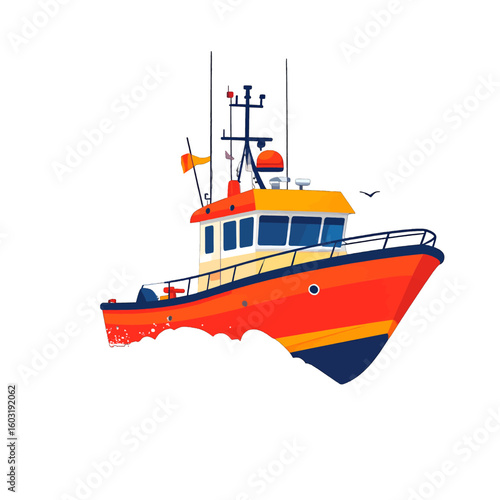 Colorful Pixel Art Tugboat Illustration