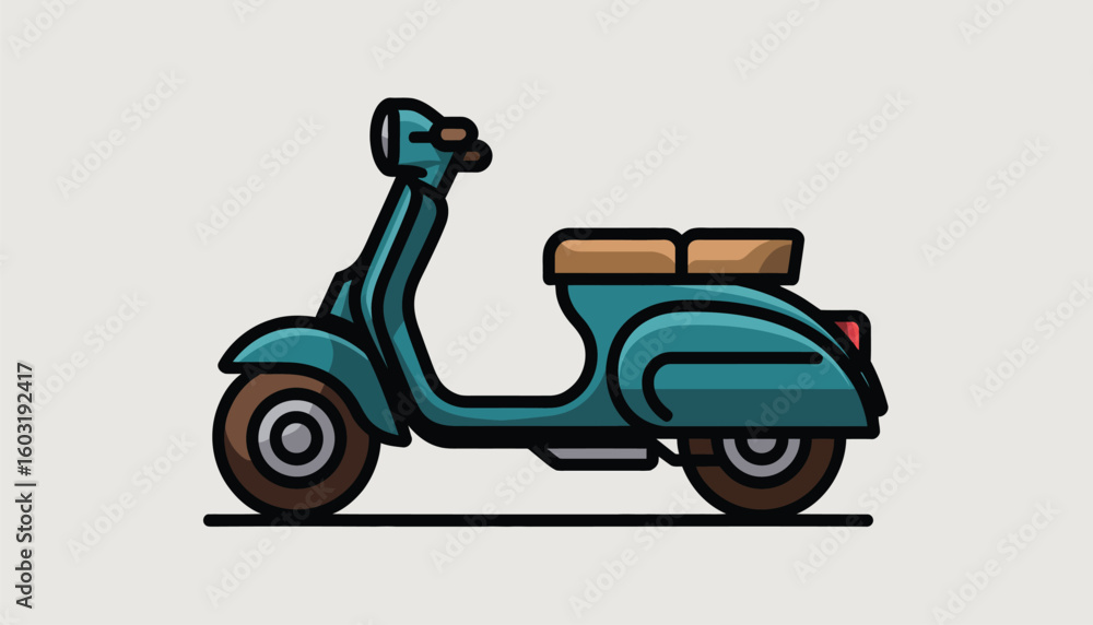 Obraz premium Classic teal scooter with brown seat