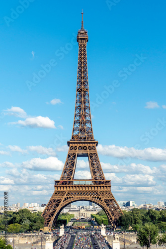 Beautiful view of famous Eiffel Tower in Paris, France. Paris Best Destinations in Europe.