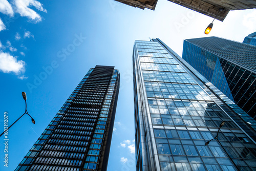 British high rise office buildings in the city of London financial district, centre of the UK banking and finance industry.