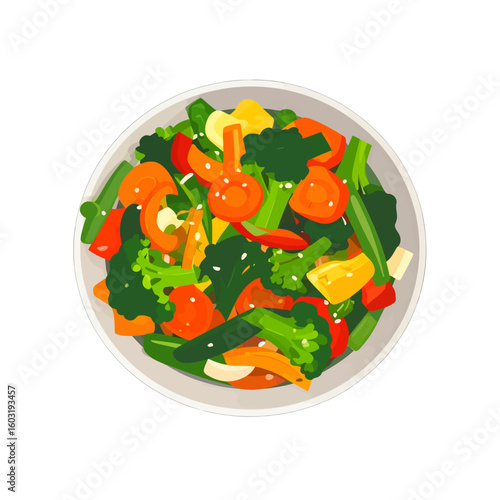 Colorful Mixed Vegetable Dish Top View