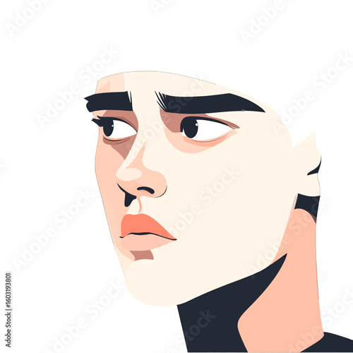 Digital Illustration Of A Young Man With Neutral Expression