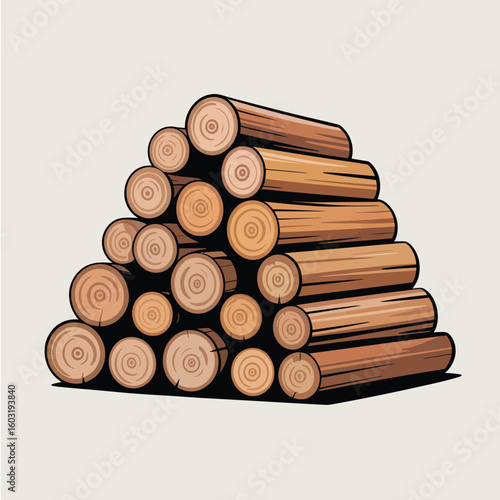 Stacked wooden logs for firewood or construction
