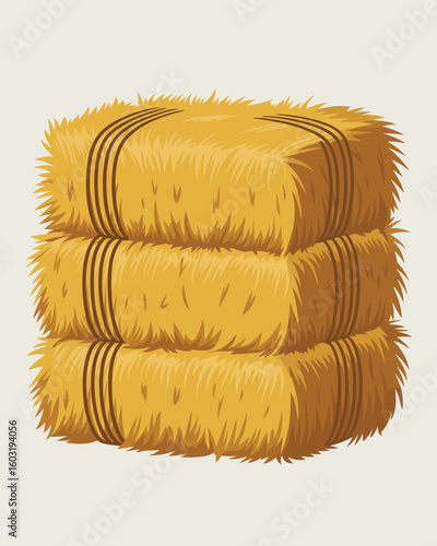 Three rectangular hay bales stacked neatly together