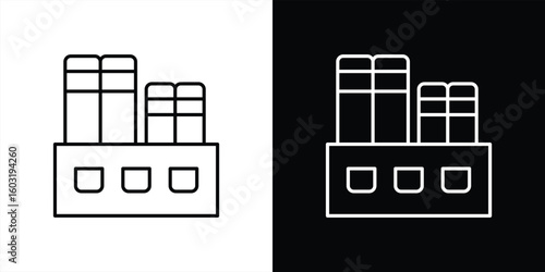 book factory icon. contain knowledge production where learning is mass produced for curious minds thin line style icon symbol sign for your app web. vector illustration