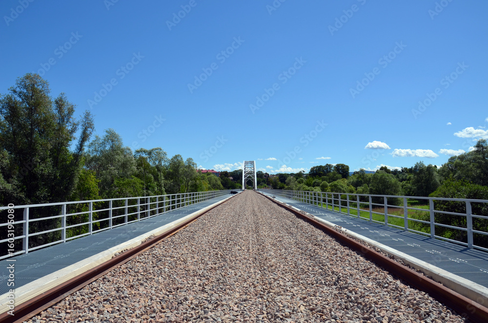 Fototapeta premium Railway Bridge under Construction over the Dunajec River – Line 104, Poland