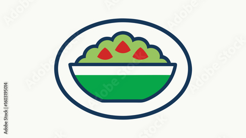 Green Bowl of Tabbouleh Salad Icon Red Tomatoes vector