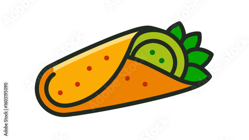 Orange Lavash Bread Roll with Green Vegetables Icon
