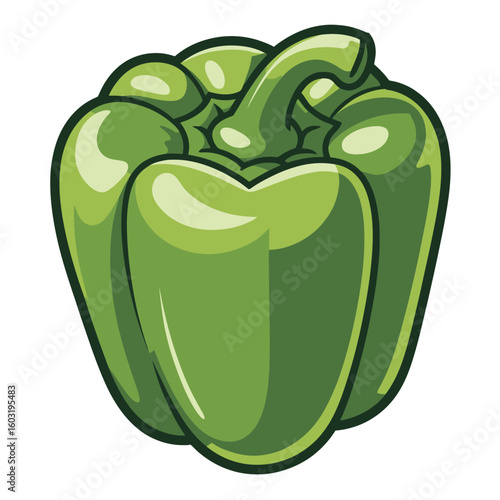 Vibrant green bell pepper illustration