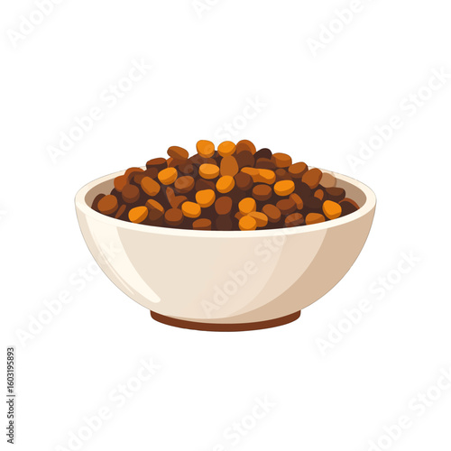 Pile Of Colorful Pet Food In A White Bowl