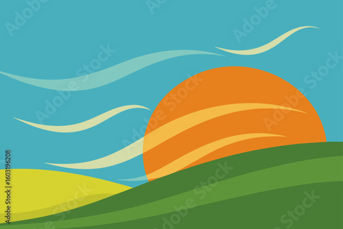 sunset breeze on grassy slope