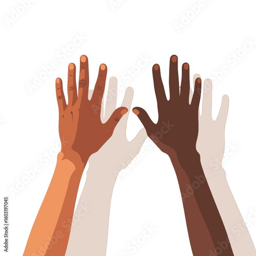 Diverse Hands Raised In Unity
