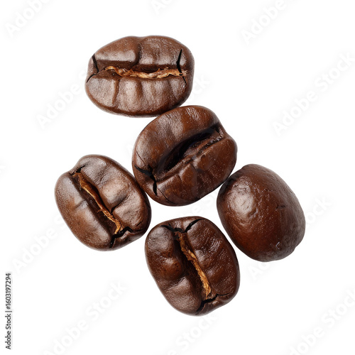 Roasted coffee beans close-up