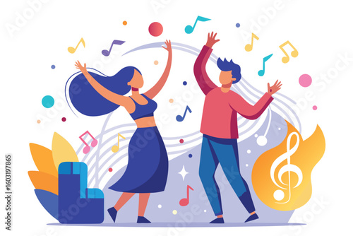 Wallpaper Mural Silhouette of couple dancing at a music festival Torontodigital.ca