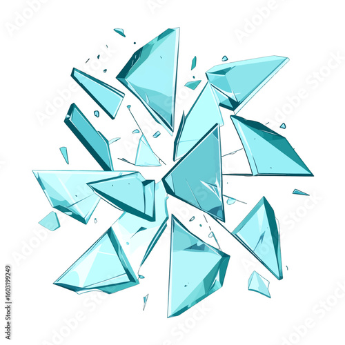 Light Blue Shattered Glass Explosion