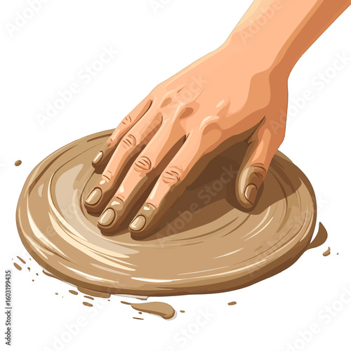 Hand Shaping Clay Disc For Pottery