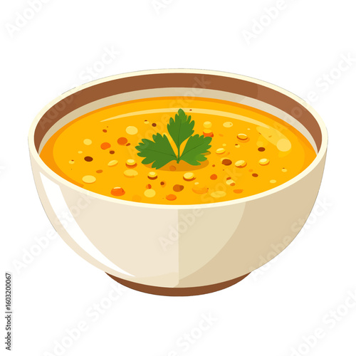 Bowl Of Creamy Orange Lentil Soup Illustration