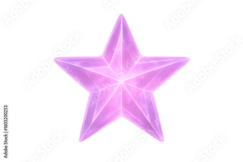Purple star glowing with luminous edges, emitting radiant light against transparent backdrop, ideal for design work