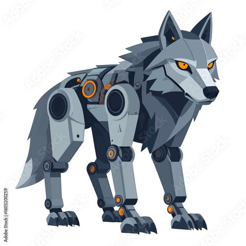 Pixel Art Mechanical Wolf Character Design