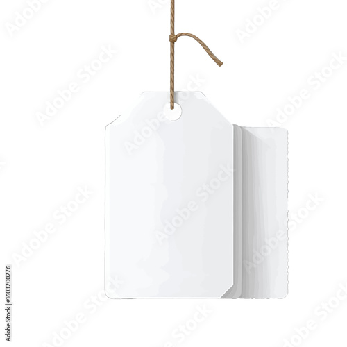 Blank White Hanging Tag With Brown String