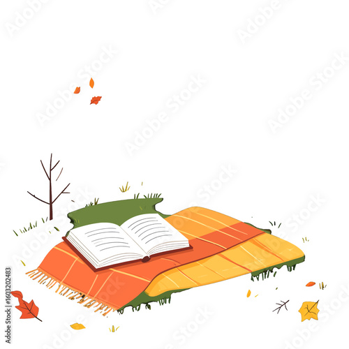 Autumnal Book On Blanket Illustration