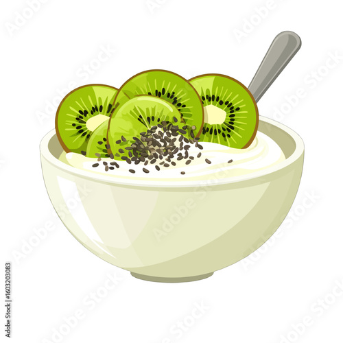Yogurt Parfait With Kiwi And Seeds