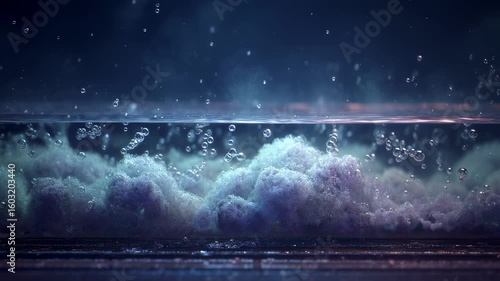 Wallpaper Mural Innovative chemical reaction forming foam and bubbles underwater, creating a mesmerizing abstract visual with potential applications in science, research, and technology Torontodigital.ca