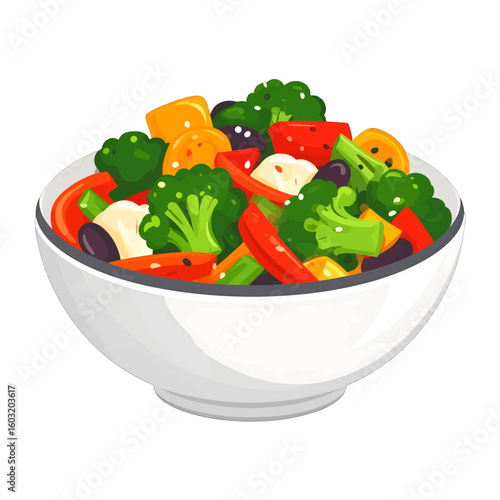 Colorful Vegetable Salad In White Bowl