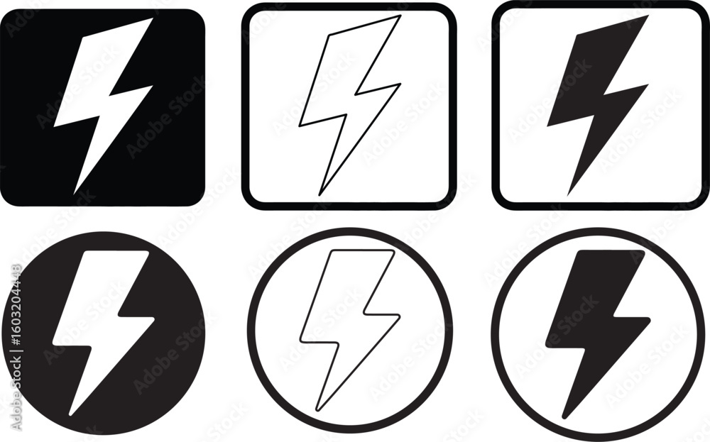 Collection of flash icons in a distinctive silhouette style