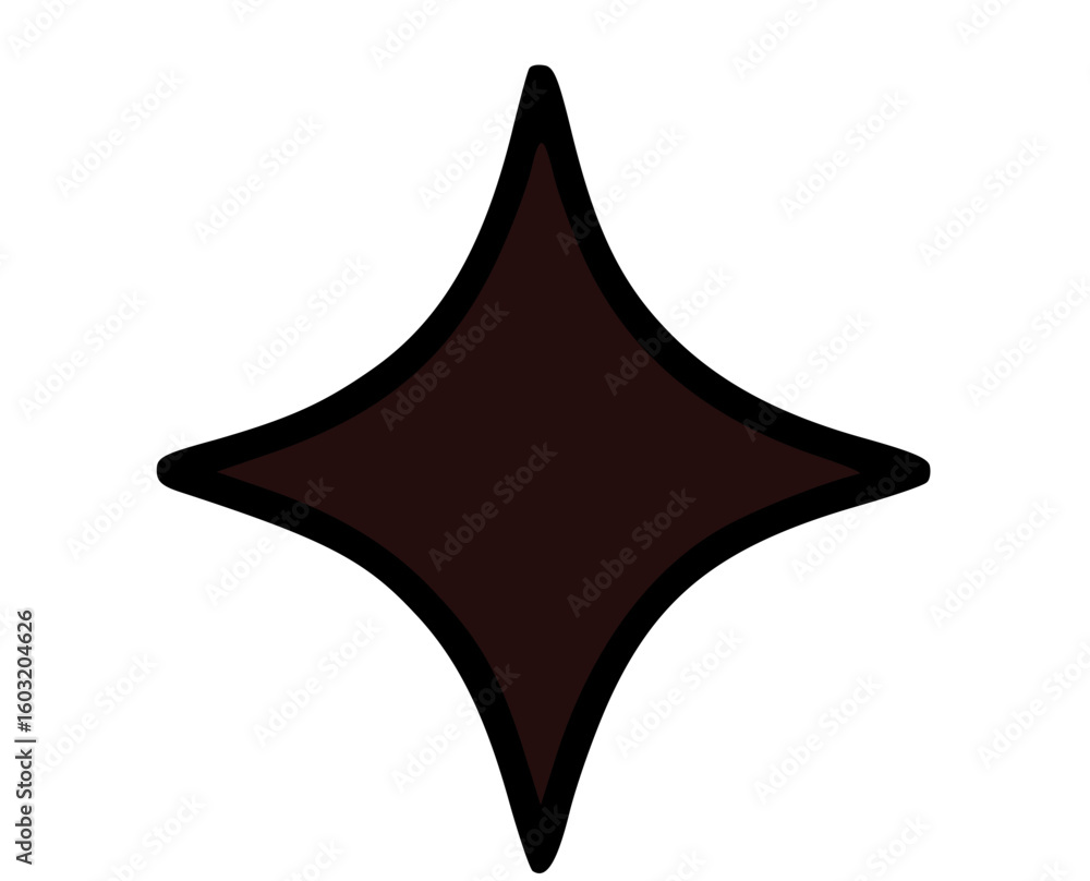 Obraz premium Simple dark brown star shape with black outline on a white background.