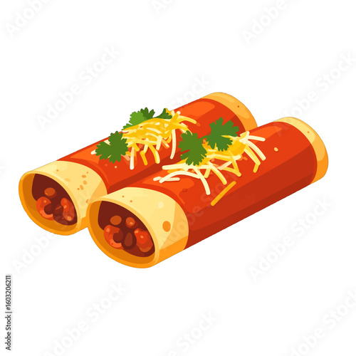 Two Colorful Enchiladas Illustration