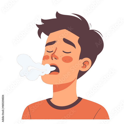 Man Exhaling Smoke Illustration