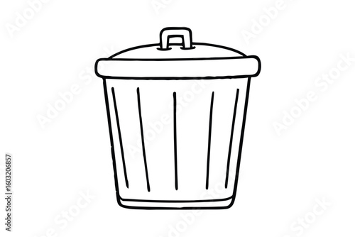 Simple Compost Bin Icon In Doodle Style