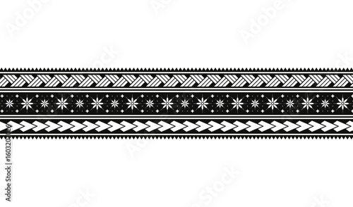 Fotografie Wide to the side armband polynesia hawaiian tribal floral tattoo design traditio