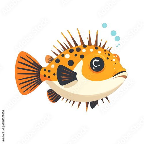 Cartoon Puffer Fish Illustration