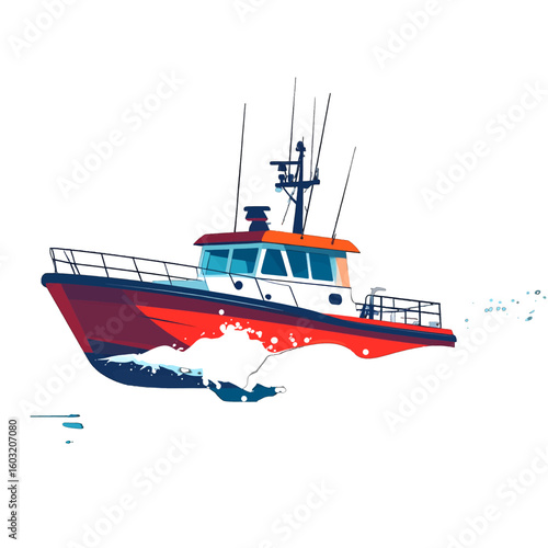 Colorful Pixel Art Of A Fast Moving Patrol Boat