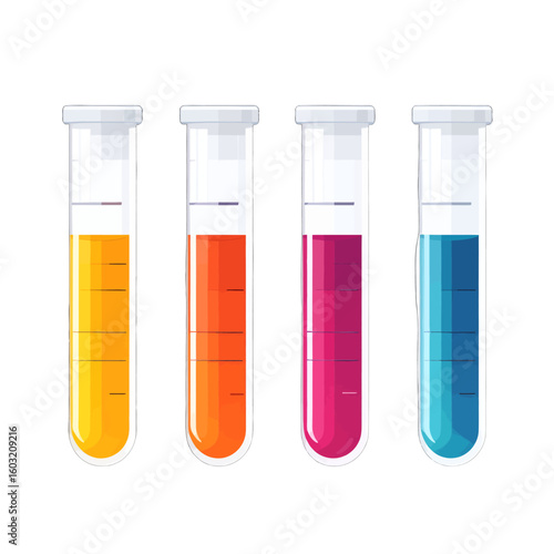 Four Colorful Test Tubes With Liquids