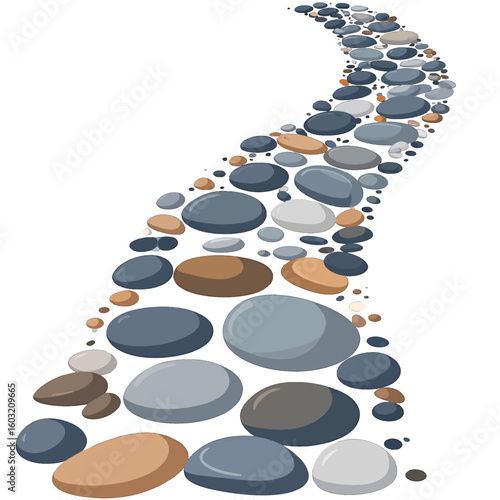 Colorful Curved Stone Pathway Illustration