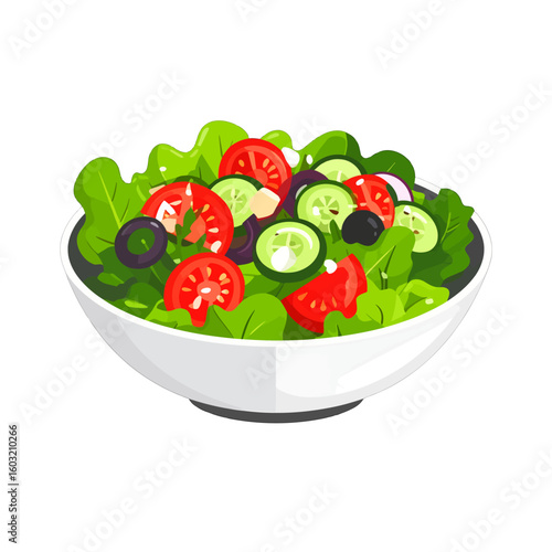 Colorful Fresh Salad In White Bowl