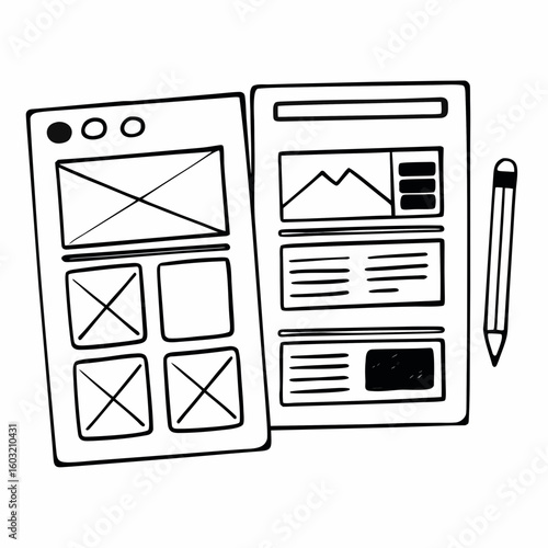 Line Art Icon Set Thirty Two User Interface U X U I Icons Website Wireframes Mobile App Design Sketch Pencil
