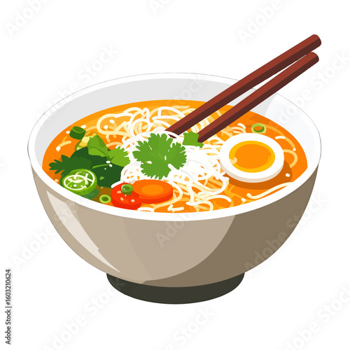Bowl Of Delicious Ramen With Chopsticks