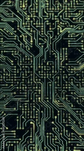 Wallpaper Mural Circuit Board Texture with Green Lines. Torontodigital.ca
