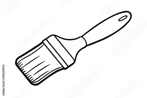 Hand Drawn Paintbrush Icon In Doodle Styl
