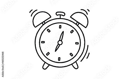 Hand Drawn Alarm Clock Icon With Sketchy Lines